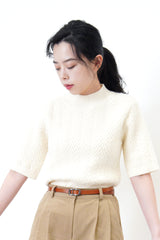 Ivory knit top in zig zag pattern