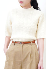 Ivory knit top in zig zag pattern