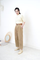 Khaki pencil cut trousers in elastic waist