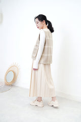 Double sided wool vest in checked pattern