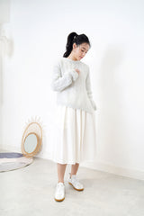 Light grey premium soft sweater in asy. hem