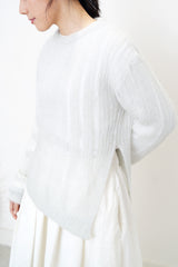 Light grey premium soft sweater in asy. hem