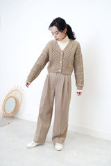Oatmeal crop cardigan w/ twist pattern