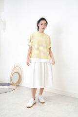 White A cut flare skirt in fringe trimming