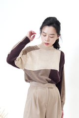Brown tone color block sweater
