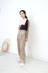 Brown tone color block sweater