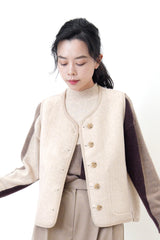 Brown tone color block sweater