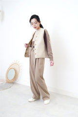 Double sided wool vest in checked pattern