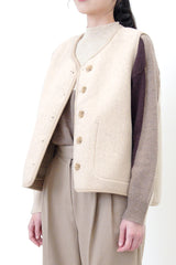 Double sided wool vest in checked pattern