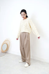 Ivory crop cut sweater in twist patter