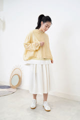 White A cut flare skirt in fringe trimming