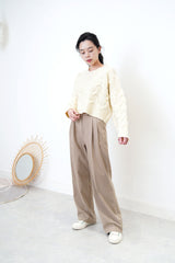 Ivory crop cut sweater in twist patter