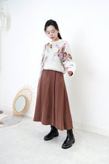 Knit fluffy sweater in floral print