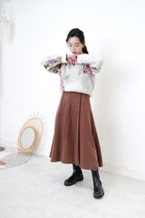 Maroon flare cut skirt in elastic waist