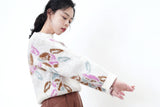 Knit fluffy sweater in floral print