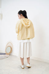 White A cut flare skirt in fringe trimming