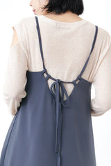 Charcoal cami dress in straps detail back