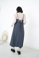 Charcoal cami dress in straps detail back