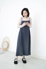 Charcoal cami dress in straps detail back