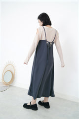 Charcoal cami dress in straps detail back