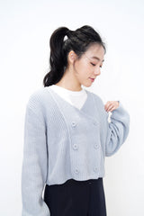 Pastel blue cardigan in double buttons