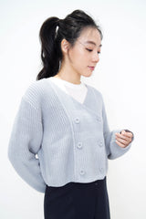 Pastel blue cardigan in double buttons