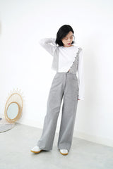 Grey high waist wide leg trousers