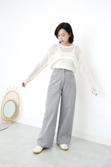 White crochet crop top w/ cami inner in set