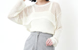 White crochet crop top w/ cami inner in set