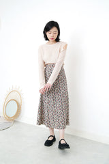Floral pattern skirt in elastic waist