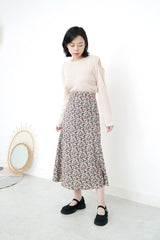 Floral pattern skirt in elastic waist