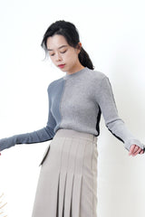 Light grey pu shirt jacket w/ waist belt