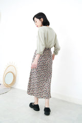 Floral pattern skirt in elastic waist