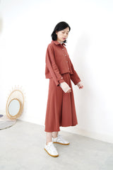 Indian red a cut skirt in elastic waist