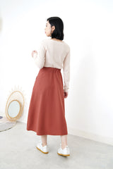 Indian red a cut skirt in elastic waist