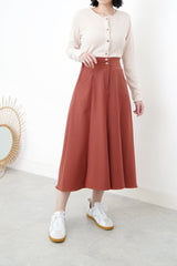 Indian red a cut skirt in elastic waist