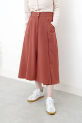 Indian red a cut skirt in elastic waist