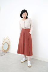 Indian red a cut skirt in elastic waist