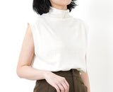 Ivory stand collar wool vest