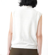 Ivory stand collar wool vest
