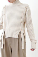 Nude buttons sweater w/ long straps