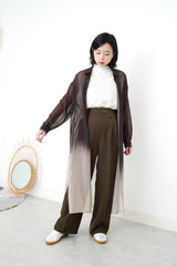 Sheer Long shirt outer in gradient brown