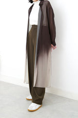 Sheer Long shirt outer in gradient brown