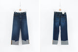 Wide leg jeans in rolling hem