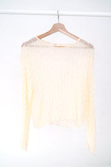 Cream sheer top in wavy texture