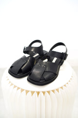 Black block strap sandals