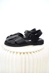 Black block strap sandals
