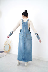 Denim overall dress w/ pockets