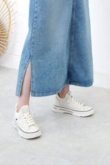 Off white leather sneakers