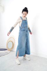 Denim overall dress w/ pockets